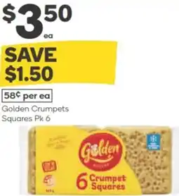 Woolworths Golden Crumpets Squares Pk 6 offer