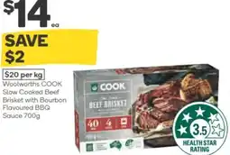 Woolworths Woolworths COOK Slow Cooked Beef Brisket with Bourbon Flavoured BBQ Sauce offer