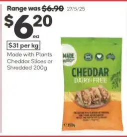 Woolworths Made with Plants Cheddar Slices or Shredded offer