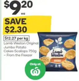 Woolworths Lamb Weston Original Jumbo Potato Cakes-Scallops offer
