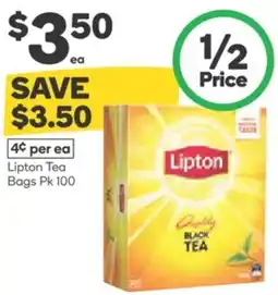 Woolworths Lipton Tea Bags offer