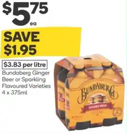 Woolworths Bundaberg Ginger Beer or Sparkling Flavoured Varieties offer
