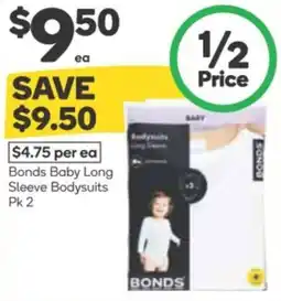 Woolworths Bonds Baby Long Sleeve Bodysuits offer