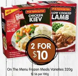 Spudshed On The Menu Frozen Meals Varieties offer