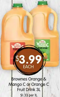 Spudshed Brownes Orange & Mango C or Orange C Fruit Drink offer
