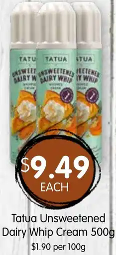 Spudshed Tatua Unsweetened Dairy Whip Cream offer