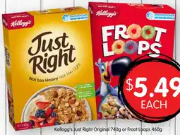 Spudshed Kellogg's Just Right Original or Froot Loops offer