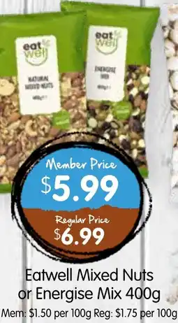 Spudshed Eatwell Mixed Nuts or Energise Mix offer