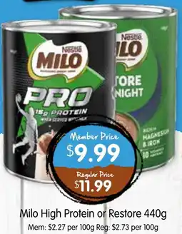 Spudshed Milo High Protein or Restore offer