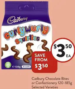Foodworks Cadbury Chocolate Bites or Confectionery offer
