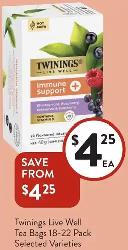 Foodworks Twinings Live Well Tea Bags offer