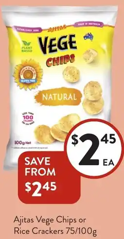 Foodworks Ajitas Vege Chips or Rice Crackers offer