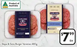 Foodworks Slape & Sons Burger Varieties offer