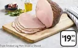 Foodworks Triple Smoked Leg Ham Sliced or Shaved offer