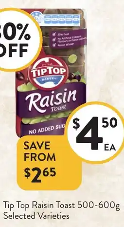 Foodworks Tip Top Raisin Toast offer