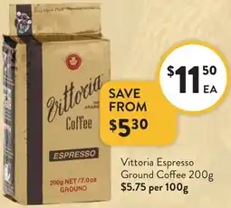 Foodworks Vittoria Espresso Ground Coffee offer