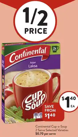 Foodworks Continental Cup-a-Soup 2 Serve offer