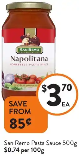 Foodworks San Remo Pasta Sauce offer