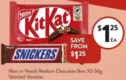 Foodworks Mars or Nestlé Medium Chocolate Bars offer