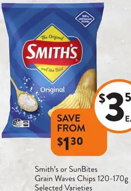 Foodworks Smith's or SunBites Grain Waves Chips offer