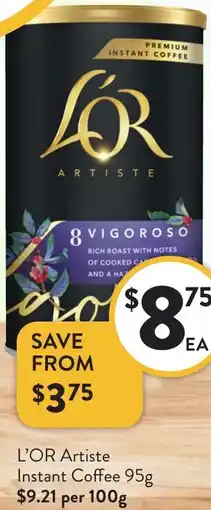 Foodworks L'OR Artiste Instant Coffee offer