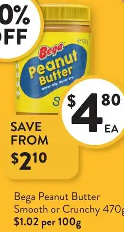Foodworks Bega Peanut Butter Smooth or Crunchy offer