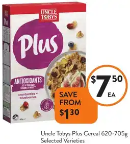 Foodworks Uncle Tobys Plus Cereal offer