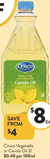 Foodworks Crisco Vegetable or Canola Oil offer