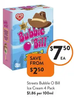 Foodworks Streets Bubble O Bill Ice Cream offer