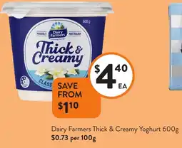 Foodworks Dairy Farmers Thick & Creamy Yoghurt offer