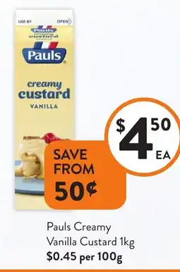Foodworks Pauls Creamy Vanilla Custard offer