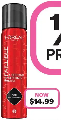 Priceline Loreal 3 second setting mist offer