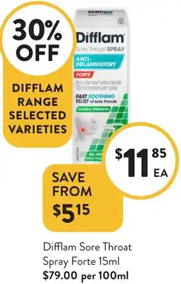 Foodworks Difflam Sore Throat Spray Forte offer