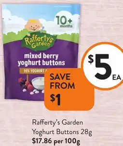 Foodworks Rafferty's Garden Yoghurt Buttons offer