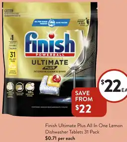 Foodworks Finish Ultimate Plus All In One Lemon Dishwasher Tablets offer
