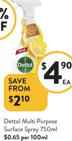 Foodworks Dettol Multi Purpose Surface Spray offer
