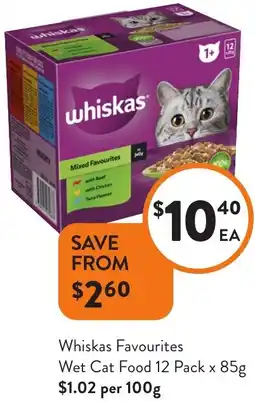 Foodworks Whiskas Favourites Wet Cat Food offer
