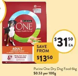 Foodworks Purina One Dry Dog Food offer