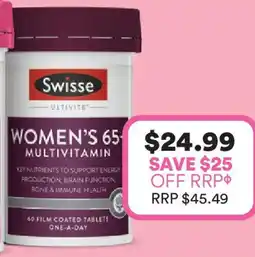 Priceline Swisse ultivite women's 65+ multivitamin offer