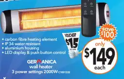 Cheap as Chips Germanica wall heater offer