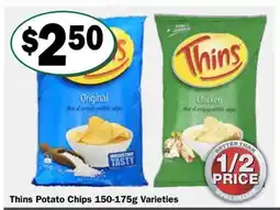 Friendly Grocer Thins Potato Chips Varieties offer