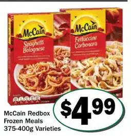 Friendly Grocer Mccain redbox frozen meals offer