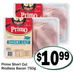 Friendly Grocer Primo short cut rindless bacon offer