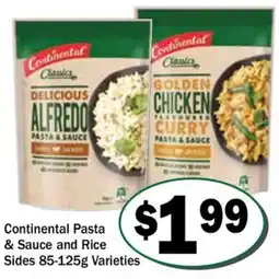 Friendly Grocer Continental Pasta & Sauce and Rice sides offer