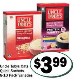 Friendly Grocer Uncle tobys oats quick sachets offer