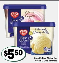 Friendly Grocer Street's blue ribbon ice cream offer