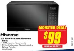The Good Guys Hisense 20l 800w compact microwave black offer