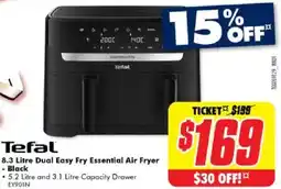 The Good Guys Tefal 8.3 litre dual easy fry essential air fryer Black offer