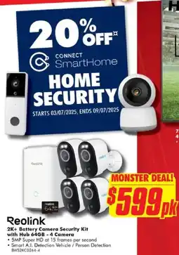 The Good Guys Reolink 2k+ battery camera security kit with hub 64gb 4 camera offer