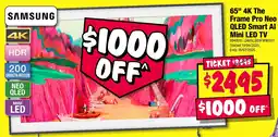 JB Hi-Fi Samsung 65" 4k the frame pro neo qled smart al mini led tv offer